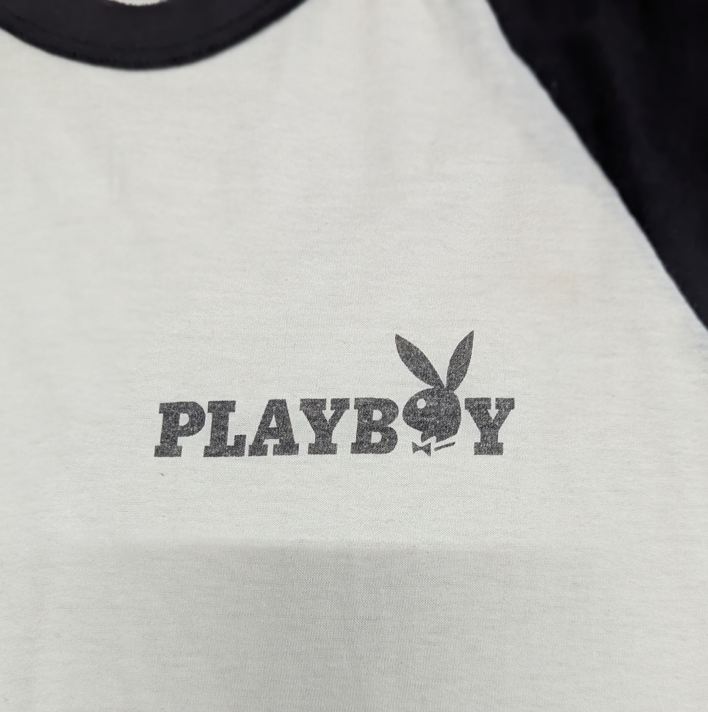 Vintage Playboy Baseball Ringer Tee Raglan Cut Single Stitch Tag size Large - Picture 3 of 7